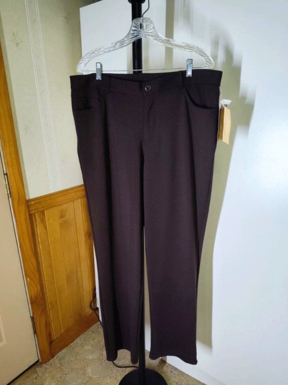 Multiples Chocolate Brown Dress Pants Pockets Straight Leg NWT Size 14